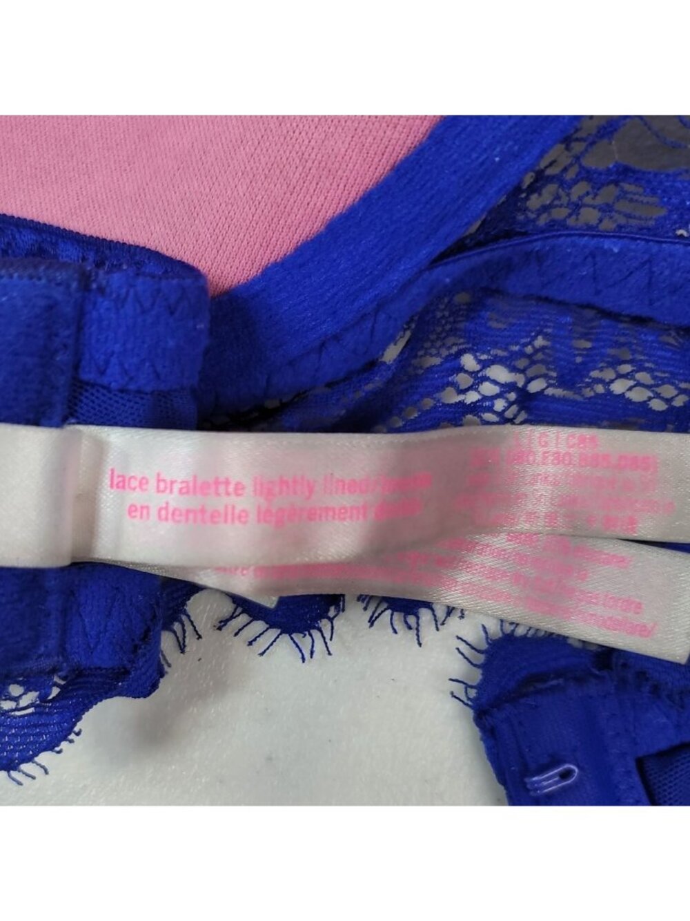 PINK Victoria's Secret Lace Bralette Bra Blue Large C Lightly Lined Underwire - Picture 10 of 12